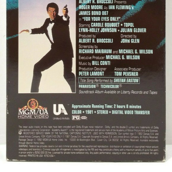 For Your Eyes Only (VHS, 1981) 4948E1M - Picture 6 of 14